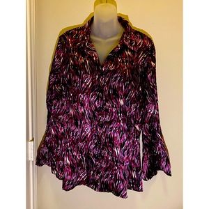 dressbarn Woman- multicolored button up blouse